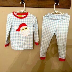 Happy Santa Blue Gingham Pajamas